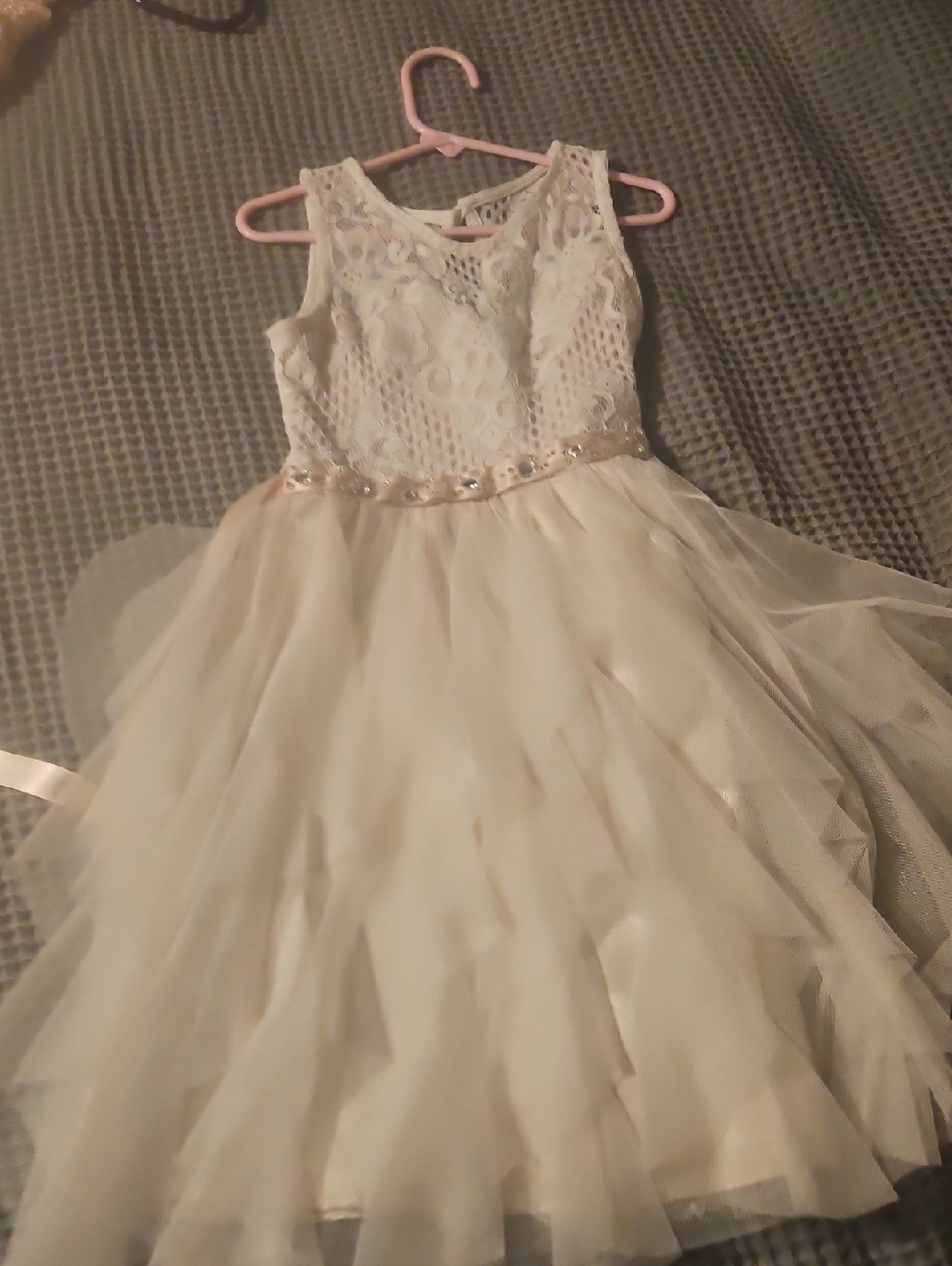 Rare Editions Ivory Lace and Tulle Party Dress